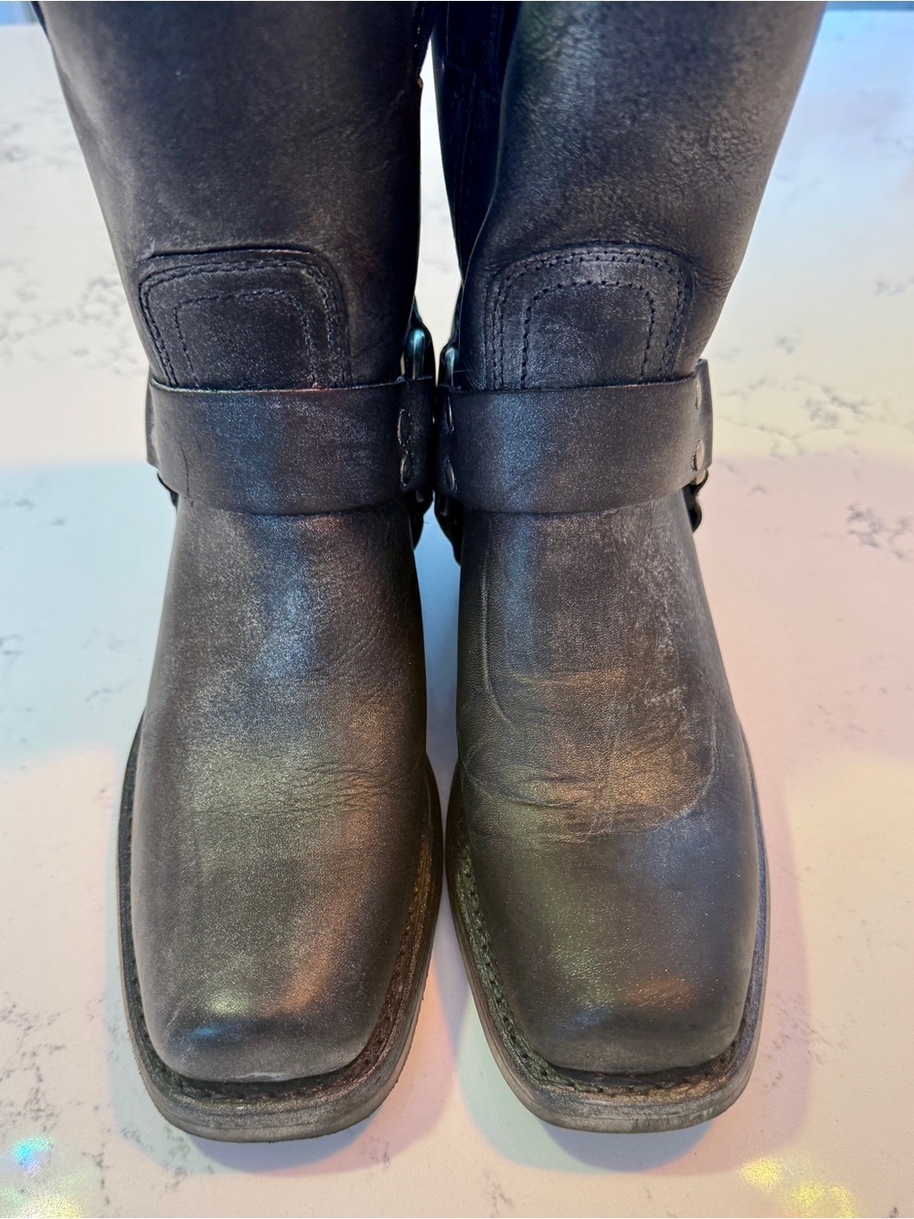 Women’s Frye Harness 8R boots black and metallic silver 8.5 engineer campus - Picture 4 of 9